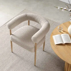 Fulbourn Taupe Boucle Dining Chair With Natural Wood Effect Legs -Daals Shop DCH 2162 TAUPE BOUCLE NAT scene2