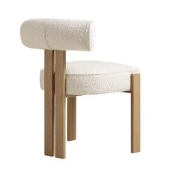Ophelia Ecru Boucle Dining Chair -Daals Shop DCH 2187 ECRU BOU WB4