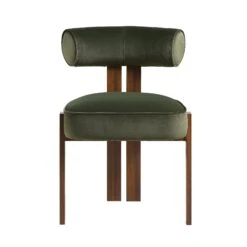 Ophelia Moss Green Velvet Dining Chair -Daals Shop DCH 2187 MOSS VEL WALN WB1