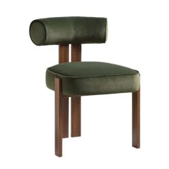 Ophelia Moss Green Velvet Dining Chair -Daals Shop DCH 2187 MOSS VEL WALN WB2