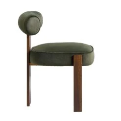 Ophelia Moss Green Velvet Dining Chair -Daals Shop DCH 2187 MOSS VEL WALN WB3