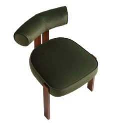 Ophelia Moss Green Velvet Dining Chair -Daals Shop DCH 2187 MOSS VEL WALN WB6