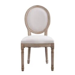 Lainston Set Of 2 Classic Limewashed Wooden Dining Chairs, Beige -Daals Shop DCH 88 BEIGE 2P WB2
