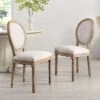 Lainston Set Of 2 Classic Limewashed Wooden Dining Chairs, Beige