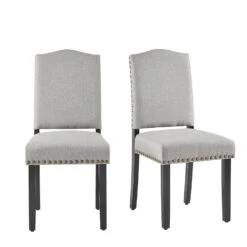 Draycott Set Of 2 Grey Fabric Dining Chairs -Daals Shop DCH LW8113 GREYFAB 2P whitebackground