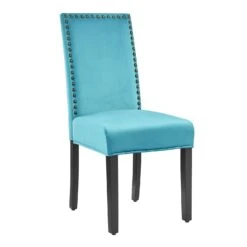 Maidwell Set Of 2 Air Blue Velvet Dining Chairs -Daals Shop DCH LW8116 ABLUEVEL 2P 1