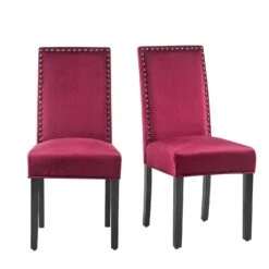 Maidwell Set Of 2 Crimson Red Velvet Dining Chairs 14 Maidwell Set Of 2 Crimson Red Velvet Dining Chairs -Daals Shop DCH LW8116 REDVEL 2P whitebackground