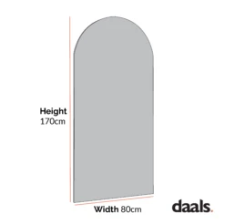Concord Arched Frameless Full Length Mirror 170 X 80 Cm -Daals Shop DImensioncal Drawings Feb 2023 MIRR 036