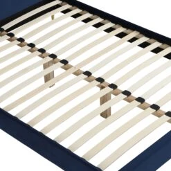 Gidea Velvet Upholstered Bed Frame With Scalloped Headboard & Golden Chrome Legs -Daals Shop DSC 8765