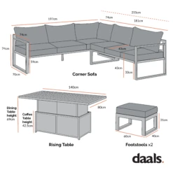 Albany Aluminium Large Corner Casual Dining Set With Rising Table, White -Daals Shop Dimensional Drawings APR 2023 OD DINE 1045 5525b87d adc7 4148 b4d3 b42e8a1117f2
