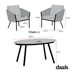 Montebello 6-Seater Outdoor Black Rope And Aluminium Oval Dining Set With Grey Ceramic Dining Table 18 Montebello 6-Seater Outdoor Black Rope And Aluminium Oval Dining Set With Grey Ceramic Dining Table -Daals Shop Dimensional Drawings APR 2023 OD DINE 1072