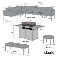 Calabasas Large Outdoor Fabric And Aluminium Corner Casual Dining Set With Firepit Table, Dark Grey 23 Calabasas Large Outdoor Fabric And Aluminium Corner Casual Dining Set With Firepit Table, Dark Grey -Daals Shop Dimensional Drawings APR 2023 OD SF 1028 1