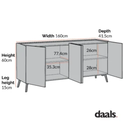 Bohdi Oak 160cm Wide Sideboard 16 Bohdi Oak 160cm Wide Sideboard -Daals Shop Dimensional Drawings JAN 2023 BSD 115