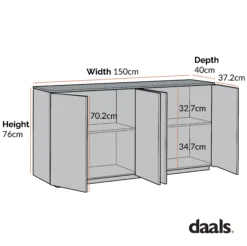 Agnes Curved Edge 150cm Wide Sideboard 18 Agnes Curved Edge 150cm Wide Sideboard -Daals Shop Dimensional Drawings JAN 2023 BSD 119
