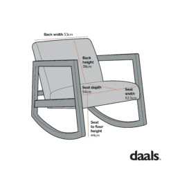 Fyne Ecru Boucle Rocking Armchair -Daals Shop Dimensional Drawings JULY 2022 ACH 38