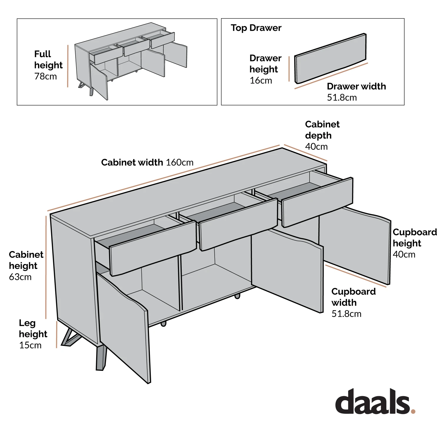 Weston Oak Effect 3 Door 3 Drawer Large Sideboard 9 Weston Oak Effect 3 Door 3 Drawer Large Sideboard - Image 7