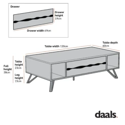 Weston Oak Effect Coffee Table 18 Weston Oak Effect Coffee Table -Daals Shop Dimensional Drawings JUNE 2022 BSD 079