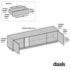 Glen Tree Bark Extra Wide LED TV Unit -Daals Shop Dimensional Drawings JUNE 2022 BSD 093