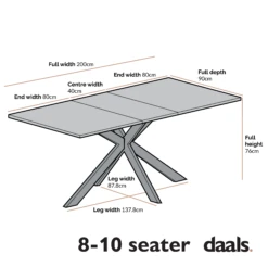 Varden Black Ceramic Extending Dining Table 20 Varden Black Ceramic Extending Dining Table -Daals Shop Dimensional Drawings JUNE 2022 BSD 094 1