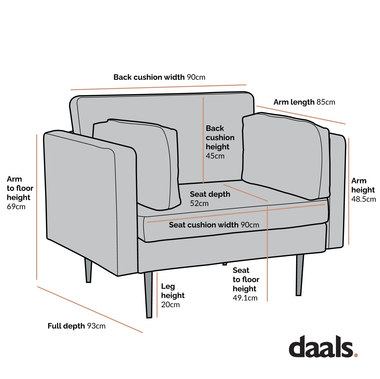 Pelham Orange Velvet Fabric Armchair 8 Pelham Orange Velvet Fabric Armchair - Image 6