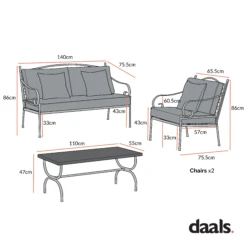 Haymes Indoor And Outdoor Metal Sofa Set With Coffee Table -Daals Shop Dimensional Drawings MAY 2023 OD SF 1077