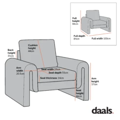 Hampstead Taupe Boucle Curved Armchair -Daals Shop Dimensional Drawings Mar 2023 ACH 2161 51ec12cb 6ad7 43b0 addf d0618e600572