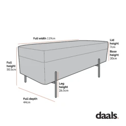 Jed Ecru Boucle 120cm Large Storage Ottoman Bench -Daals Shop Dimensional Drawings OTTO 2245 ECRUBOUCLE