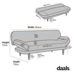 Solna 2-Seater Sofa Bed, Mink Velvet -Daals Shop Dimensional Drawings Sept 2023 GCSF 2277 1 600x e2b59fcf 0799 4044 8f9e 13bd295426fb