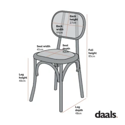 Anya Set Of 2 Cane Rattan And Upholstered Dining Chairs, Black Colour -Daals Shop Dimensional Drawings XN 1964