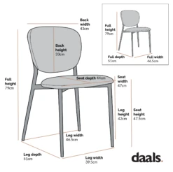 Kelmarsh Set Of 2 Cognac Colour Vegan Leather Upholstered Dining Chairs -Daals Shop Dimensional Drawings DCH 2128 027348d0 ef28 45f0 900c 6c95ce2efeba