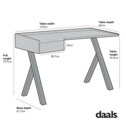 Lytton 1-Drawer Oak Effect Desk With Angled Desk Top -Daals Shop Dimensional Drawings JIN 18copy2