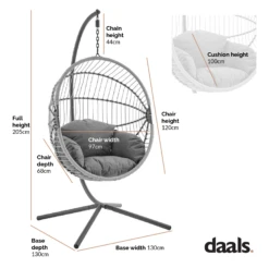 Harrington Rattan + Rope Indoor Outdoor SINGLE Hanging Chair 14 Harrington Rattan + Rope Indoor Outdoor SINGLE Hanging Chair -Daals Shop Dimensional Drawings OD HC 010