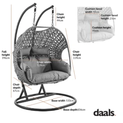 Maren Indoor Outdoor Double Hanging Chair -Daals Shop Dimensional Drawings OD HC 012