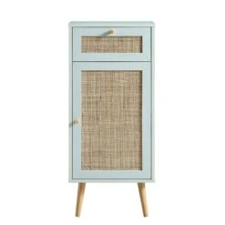 Frances Woven Rattan 1-Door Bathroom Cabinet, Mint -Daals Shop FT BAC 01 SAGE WB1