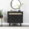 Anya Woven Rattan Chest Of 3 Drawer In Black Colour