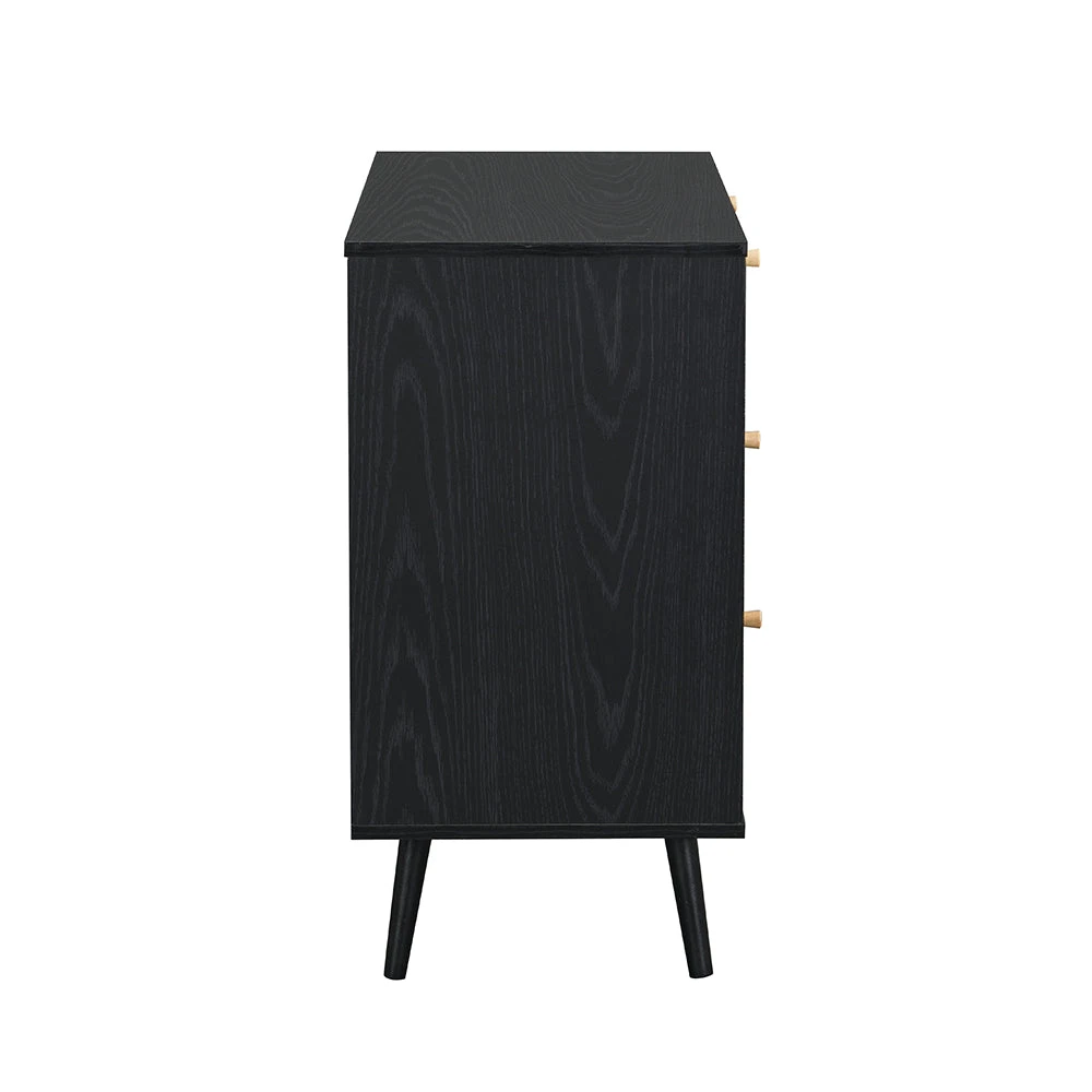 Anya Woven Rattan Chest Of 3 Drawer In Black Colour 7 Anya Woven Rattan Chest Of 3 Drawer In Black Colour - Image 5