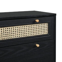 Anya Woven Rattan Chest Of 3 Drawer In Black Colour 15 Anya Woven Rattan Chest Of 3 Drawer In Black Colour -Daals Shop FT COD 001 BLACK detail2