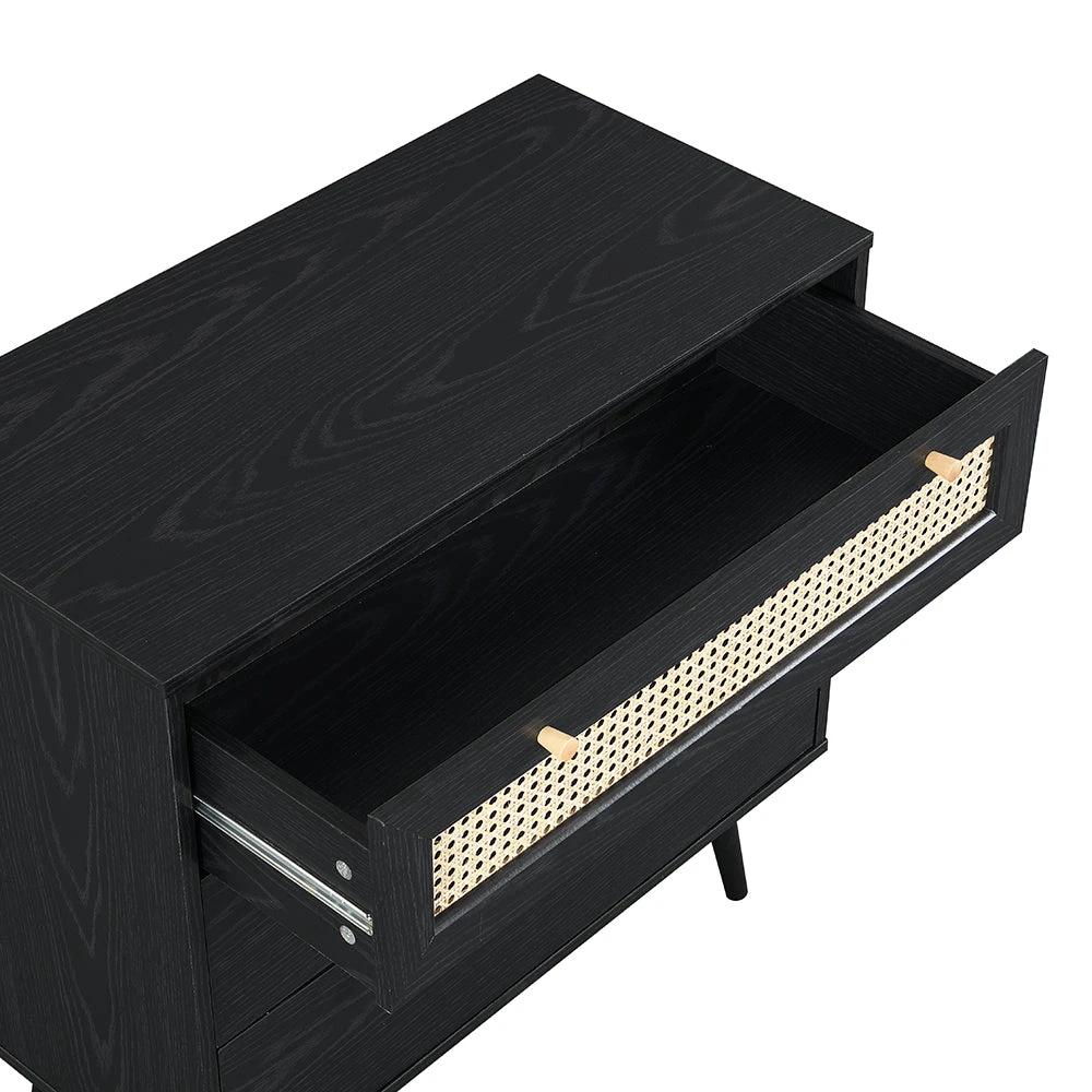 Anya Woven Rattan Chest Of 3 Drawer In Black Colour 9 Anya Woven Rattan Chest Of 3 Drawer In Black Colour - Image 7