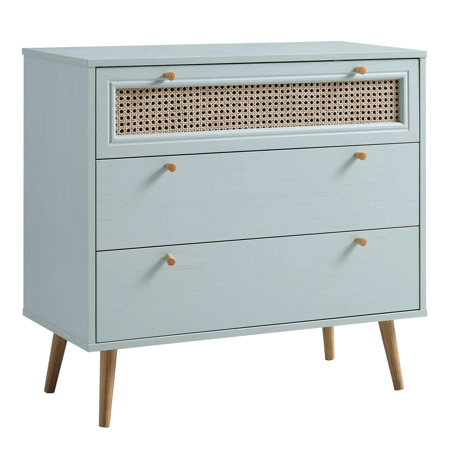 Anya Woven Rattan Chest Of 3 Drawer In Mint Colour 6 Anya Woven Rattan Chest Of 3 Drawer In Mint Colour - Image 4