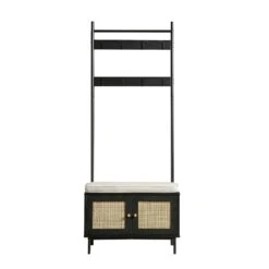 Frances Woven Hallway Unit With Cushion, Black -Daals Shop FT CTRACK 01 BLACK WB1