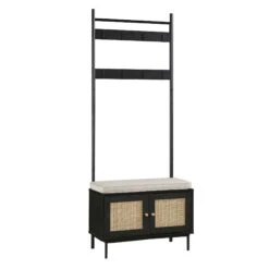 Frances Woven Hallway Unit With Cushion, Black -Daals Shop FT CTRACK 01 BLACK WB2