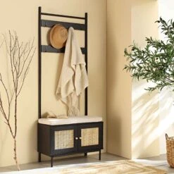 Frances Woven Hallway Unit With Cushion, Black