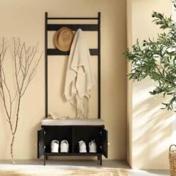 Frances Woven Hallway Unit With Cushion, Black -Daals Shop FT CTRACK 01 BLACK scene2