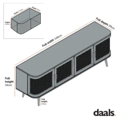 Izzy Curved Rattan 160cm Wide TV Unit, Natural 21 Izzy Curved Rattan 160cm Wide TV Unit, Natural -Daals Shop FT CurvedRange FT LGTV 04