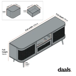 Izzy Curved Rattan 150cm TV Unit, Natural -Daals Shop FT CurvedRange FT TV 03