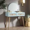 Frances Woven Rattan Dressing Table With Mirror, Mint -Daals Shop FT DRTA 01 SAGE main