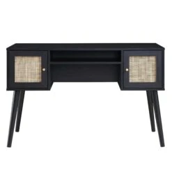 Frances Woven Rattan 2-Door Desk, Black 16 Frances Woven Rattan 2-Door Desk, Black -Daals Shop FT DSK 01 BLACK WB1