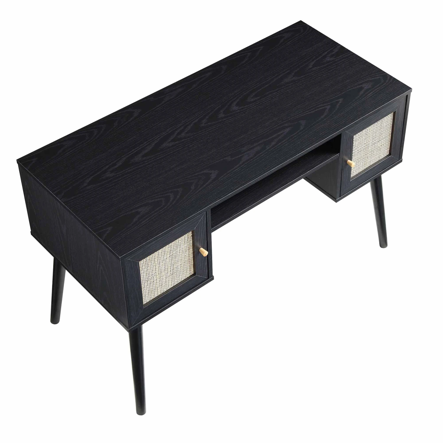 Frances Woven Rattan 2-Door Desk, Black 9 Frances Woven Rattan 2-Door Desk, Black - Image 7