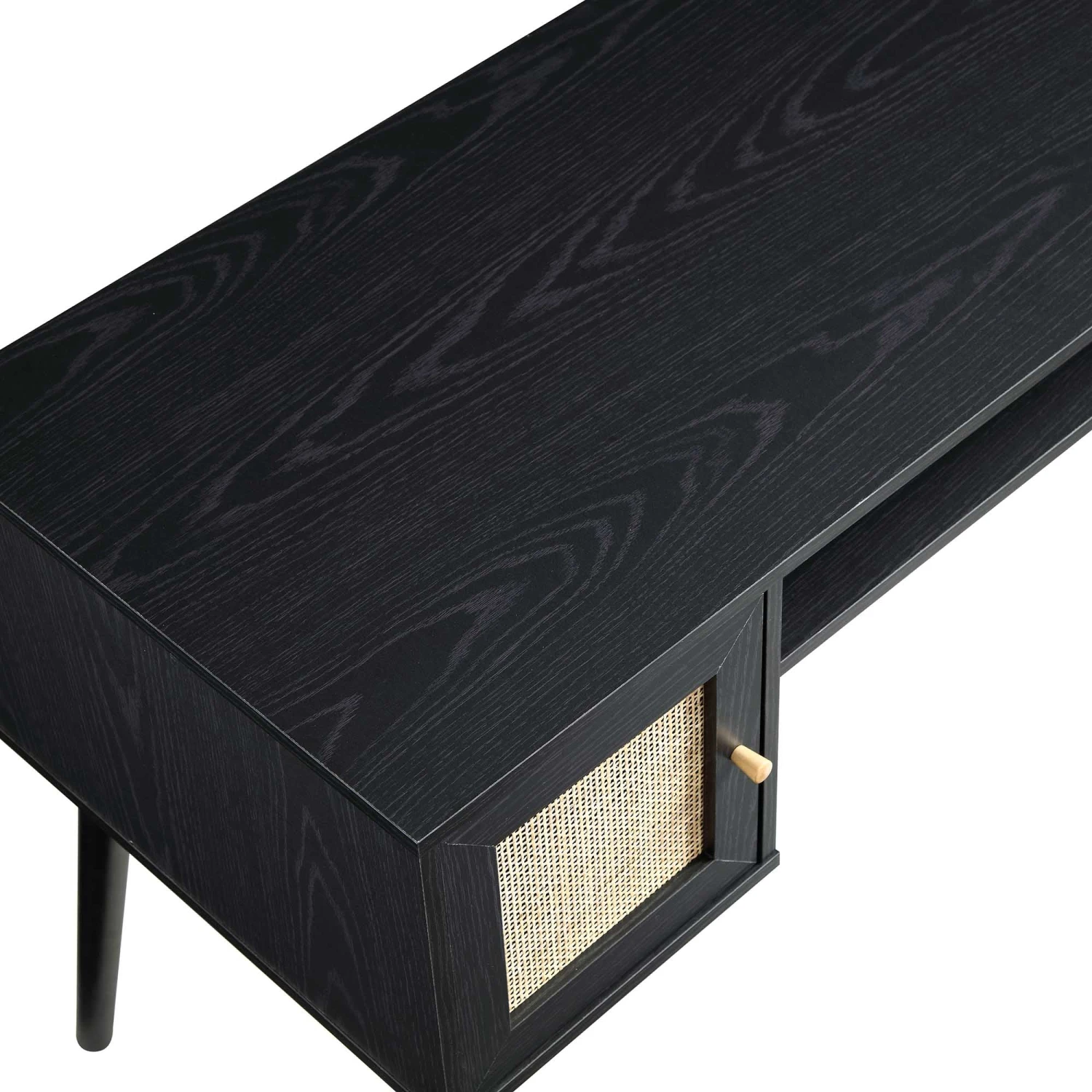 Frances Woven Rattan 2-Door Desk, Black 12 Frances Woven Rattan 2-Door Desk, Black - Image 10