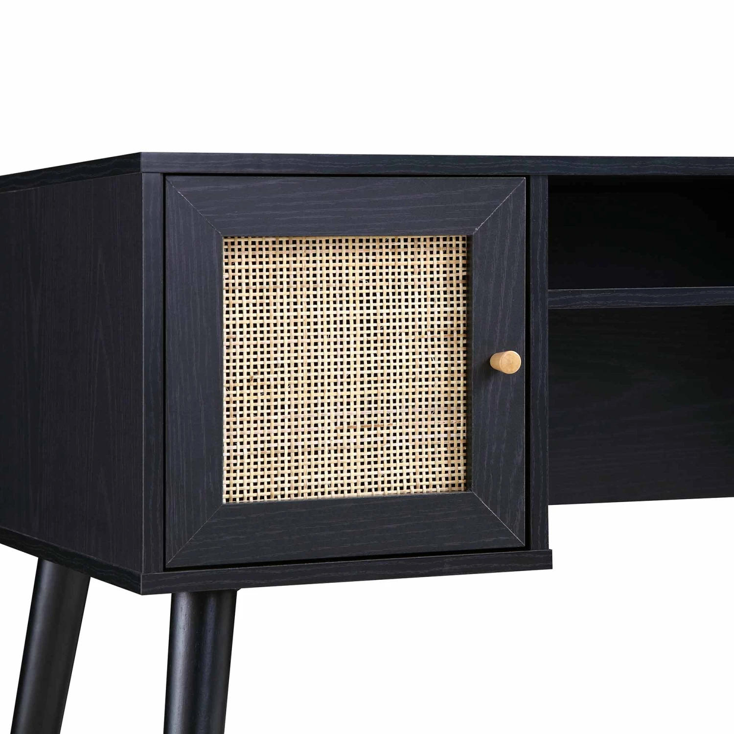 Frances Woven Rattan 2-Door Desk, Black 14 Frances Woven Rattan 2-Door Desk, Black - Image 12